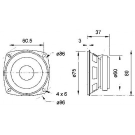 Visaton FR 8 3.3 coll 8 cm Szélessávú hangszóró 10 W 4 Ω 3. kép