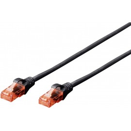 RJ45 Hálózat Csatlakozókábel CAT 6 U/UTP 0.50 m Fekete sodort érpár Digitus