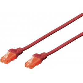 RJ45 Hálózat Csatlakozókábel CAT 6 U/UTP 25.00 cm Piros Halogénmentes, sodort érpár Digitus