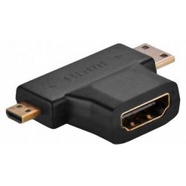 SpeaKa Professional HDMI Y adapter [1x HDMI dugó, C mini, HDMI dugó, D mikro - 1x HDMI alj] Fekete A 2. kép