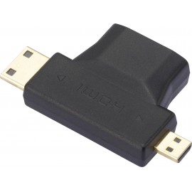 SpeaKa Professional HDMI Y adapter [1x HDMI dugó, C mini, HDMI dugó, D mikro - 1x HDMI alj] Fekete A 3. kép