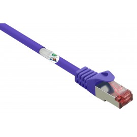 RJ45 Hálózat Csatlakozókábel CAT 6 S/FTP 15.00 cm Viola Védővel, Aranyozatt érintkező, Lángálló Renk 2. kép