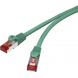 RJ45 Hálózat Csatlakozókábel CAT 6 S/FTP 15.00 cm Zöld Védővel, Aranyozatt érintkező, Lángálló Renkf