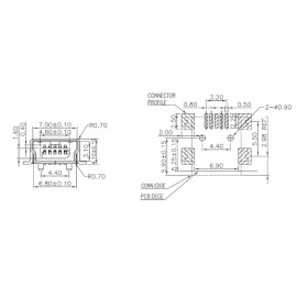 Mini USB aljzat Alj, beépíthető, vízszintes MUB2B5SMD 1 port econ connect Tartalom: 1 db 2. kép