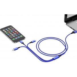 USB 2.0, Apple iPad/iPhone/iPod, USB 3.1 Csatlakozókábel 1.20 m Kék 3. kép