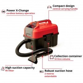 Einhell Power X-Change TE-VC 18/10 Li-Solo 2347160 Nedves-/száraz porszívó 10 l 5. kép