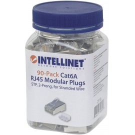 Intellinet 90-pack Cat6A RJ45 moduláris csatlakozó STP 2-pontos vezetékes érintkező a sodrott vezeté