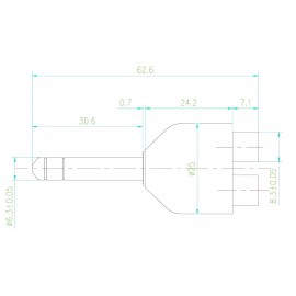 SpeaKa Professional Jack / RCA Audio Y adapter [1x Jack-dugó, 6,35 mm-es - 2x RCA alj] Fekete 2. kép