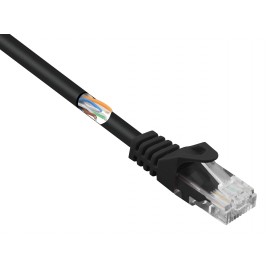 RJ45 Hálózat Csatlakozókábel CAT 5e U/UTP 25.00 cm Fekete Védővel Basetech