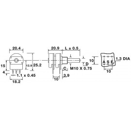 OMEG Forgató potenciométer Sztereo 0.2 W 4.7 kΩ 1 db 2. kép