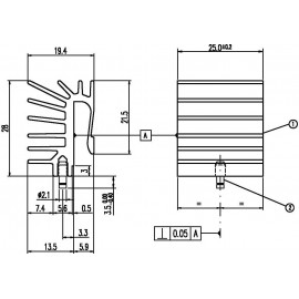 Aavid Thermalloy ML516/25 Hűtőtest 8.97 K/W (H x Sz x Ma) 28 x 25 x 19.4 mm TO-220, MAX-220 2. kép