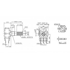 Alpha RV16AF20KA10KM Forgató potenciométer Mono 0.05 W 10 kΩ 1 db 2. kép