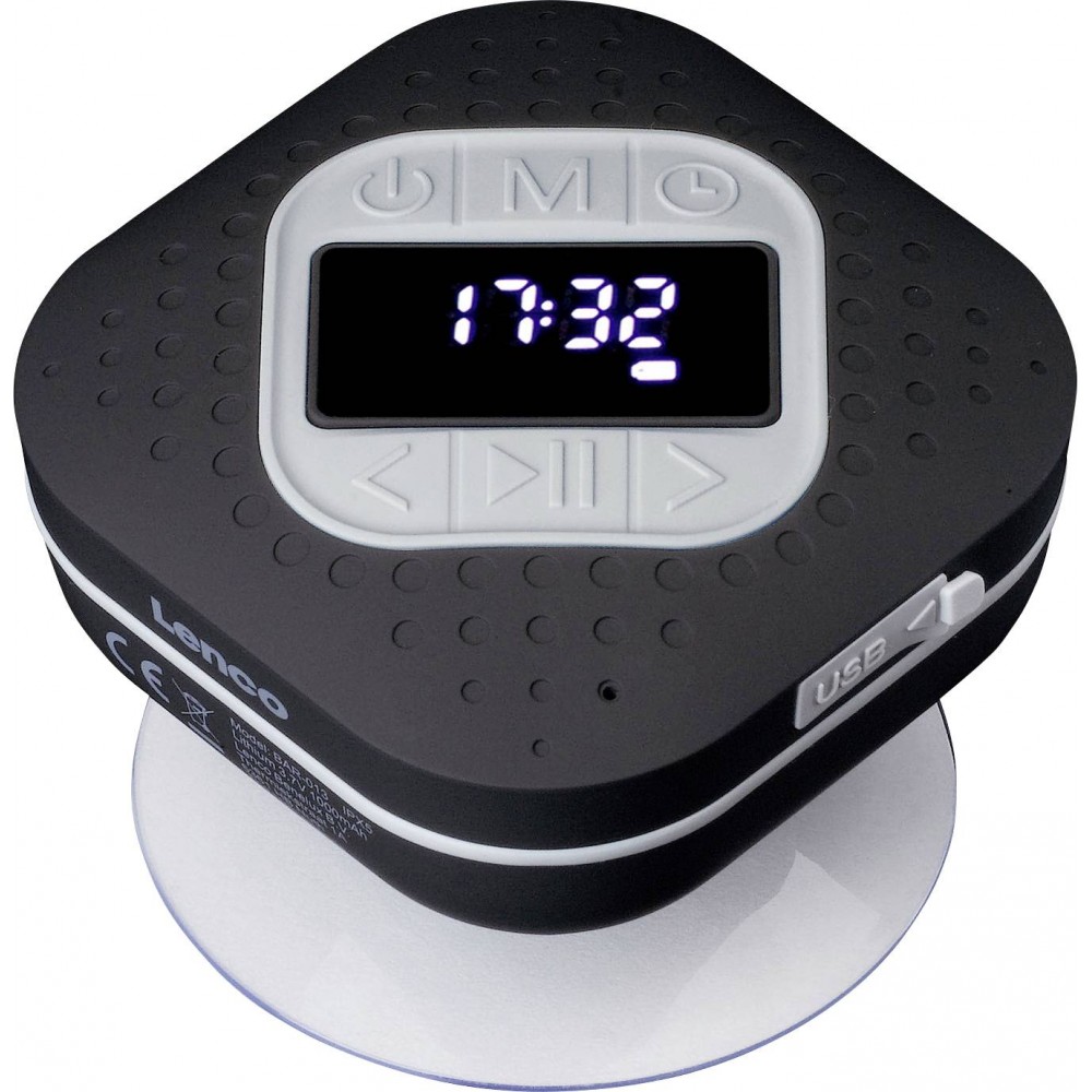 Lenco BAR-013 Fürdőszobai rádió URH Bluetooth®, URH Fröccsenő víz ellen  védett, Újratölthető Fekete > inShop webáruház