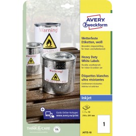 Avery-Zweckform J4775-10 Etikettek 210 x 297 mm Poliészter fólia Fehér 10 db Permanens Univerzális e 3. kép