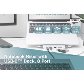 Digitus Notebook állvány Multi monitor üzemmódhoz, Állítható magasság, USB hub funkció 13. kép