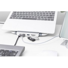 Digitus Notebook állvány Multi monitor üzemmódhoz, Állítható magasság, USB hub funkció 7. kép