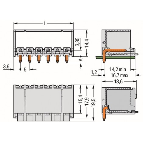 WAGO Stift ház panel 2092-1429 100 db 3. kép