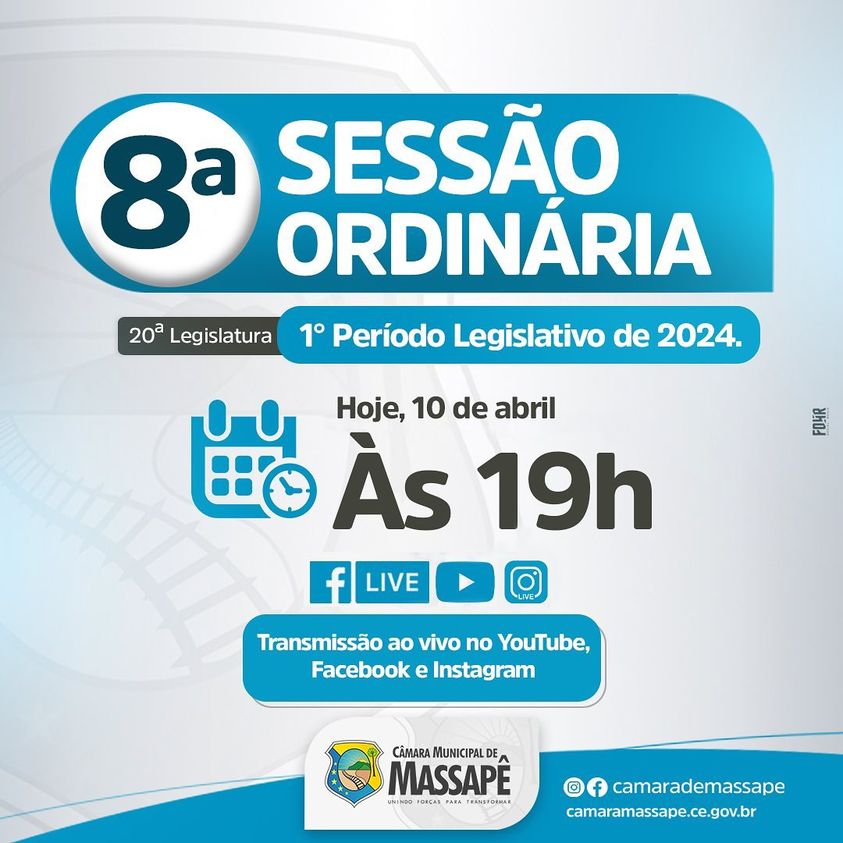 8ª sessão ordinária da Câmara Municipal de Massapê