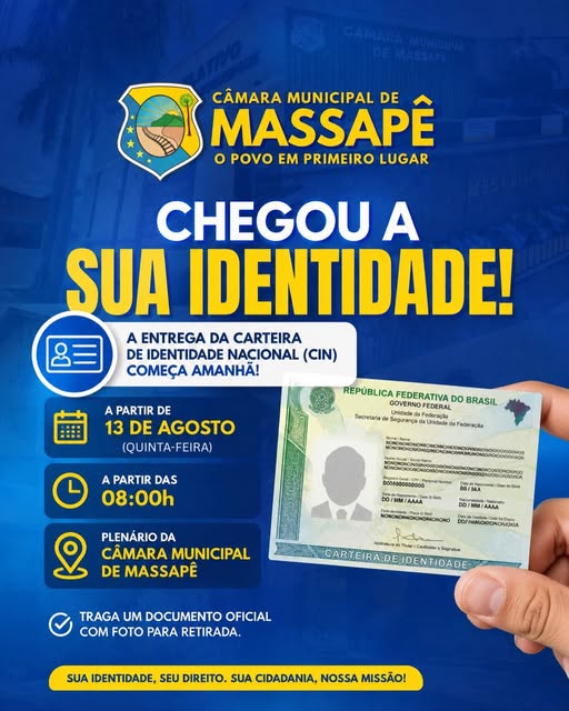 Atenção! Sua Carteira de Identidade Nacional (CIN) chegou!