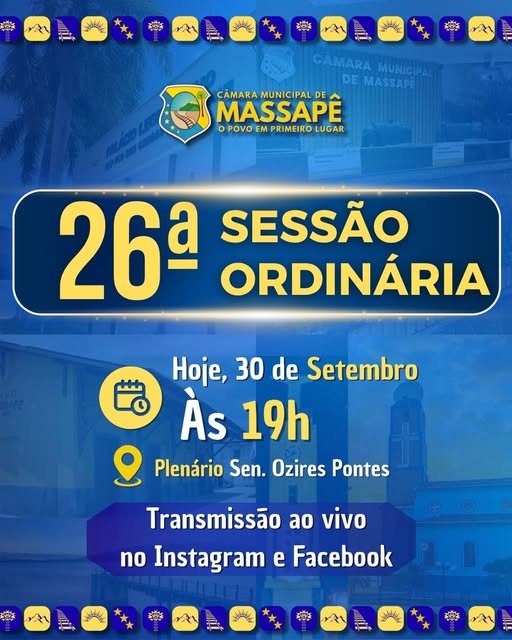 Hoje tem sessão na Câmara Municipal de Massapê!