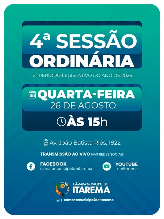 4° sessão ordinária do 2° período Leguslativo do ano de 2026