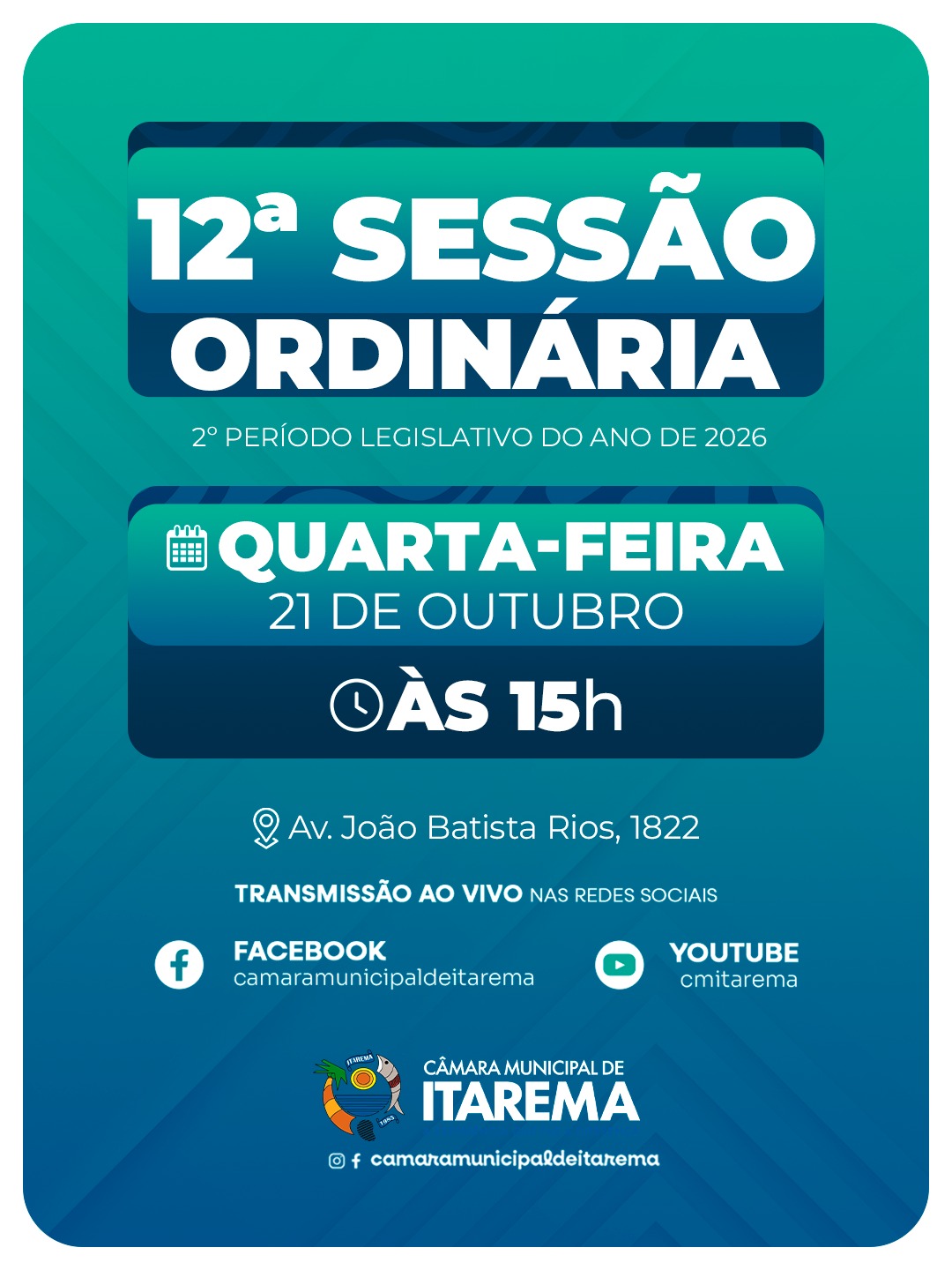 12ª SESSÃO ORDINÁRIA, 02° PERÍODO LEGISLATIVO, 2025 - 2028