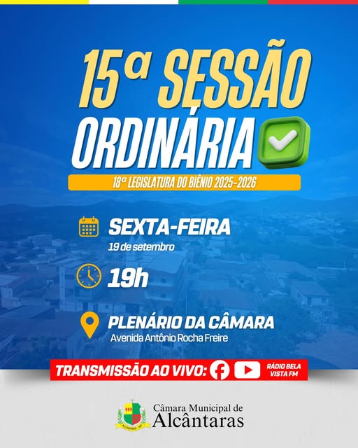 CONVITE - 15ª SESSÃO ORDINÁRIA