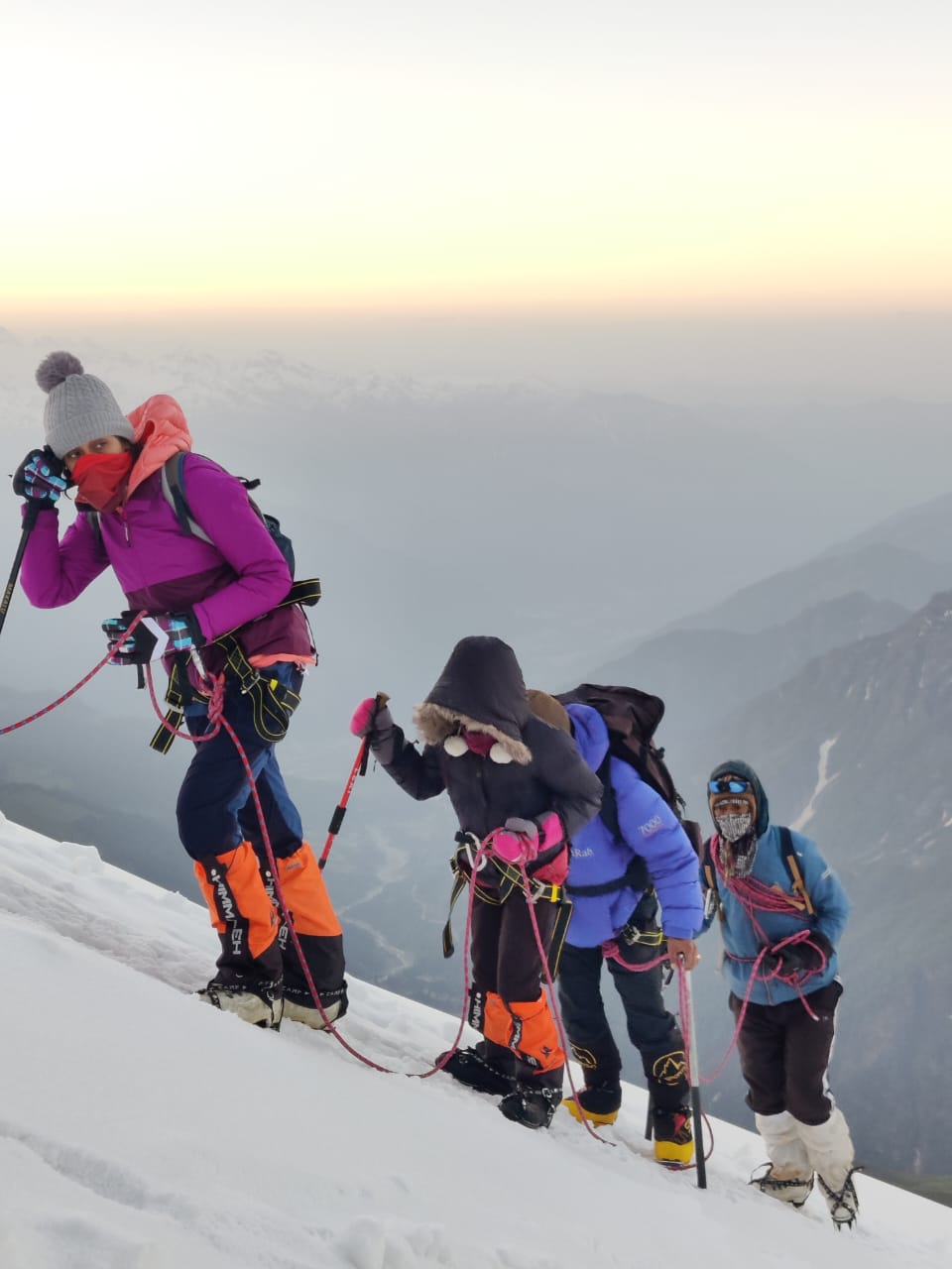 Trekkers in Friendship Peak