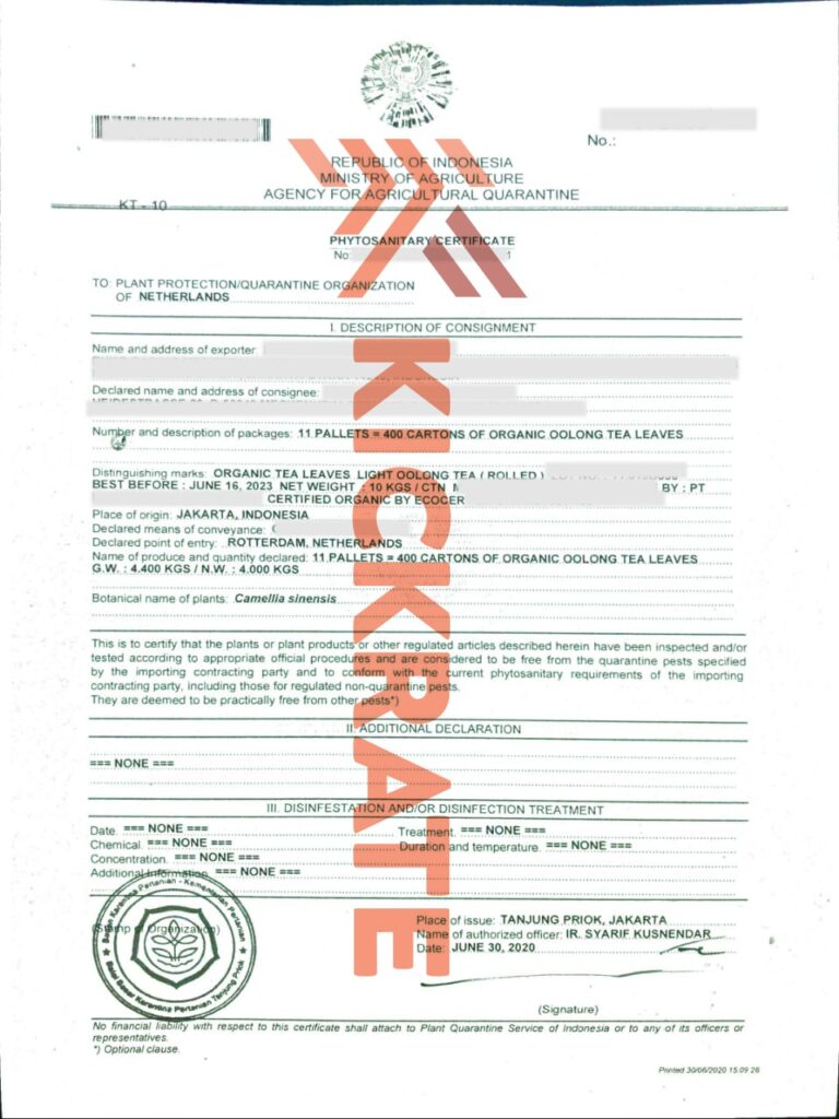 What is a Phytosanitary Certificate in Indonesia?  Kickrate Logistic