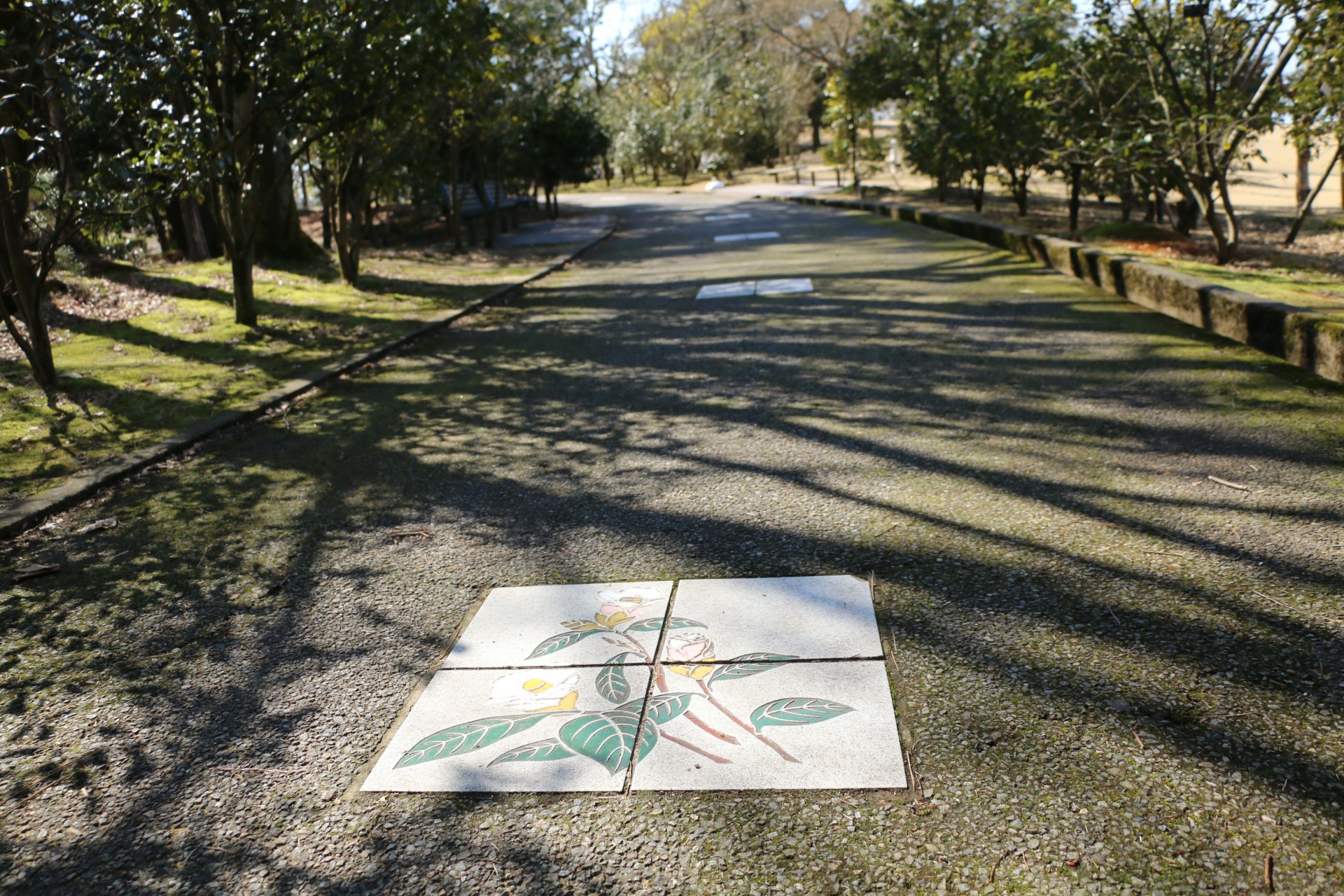 野々市中央公園の椿のタイル