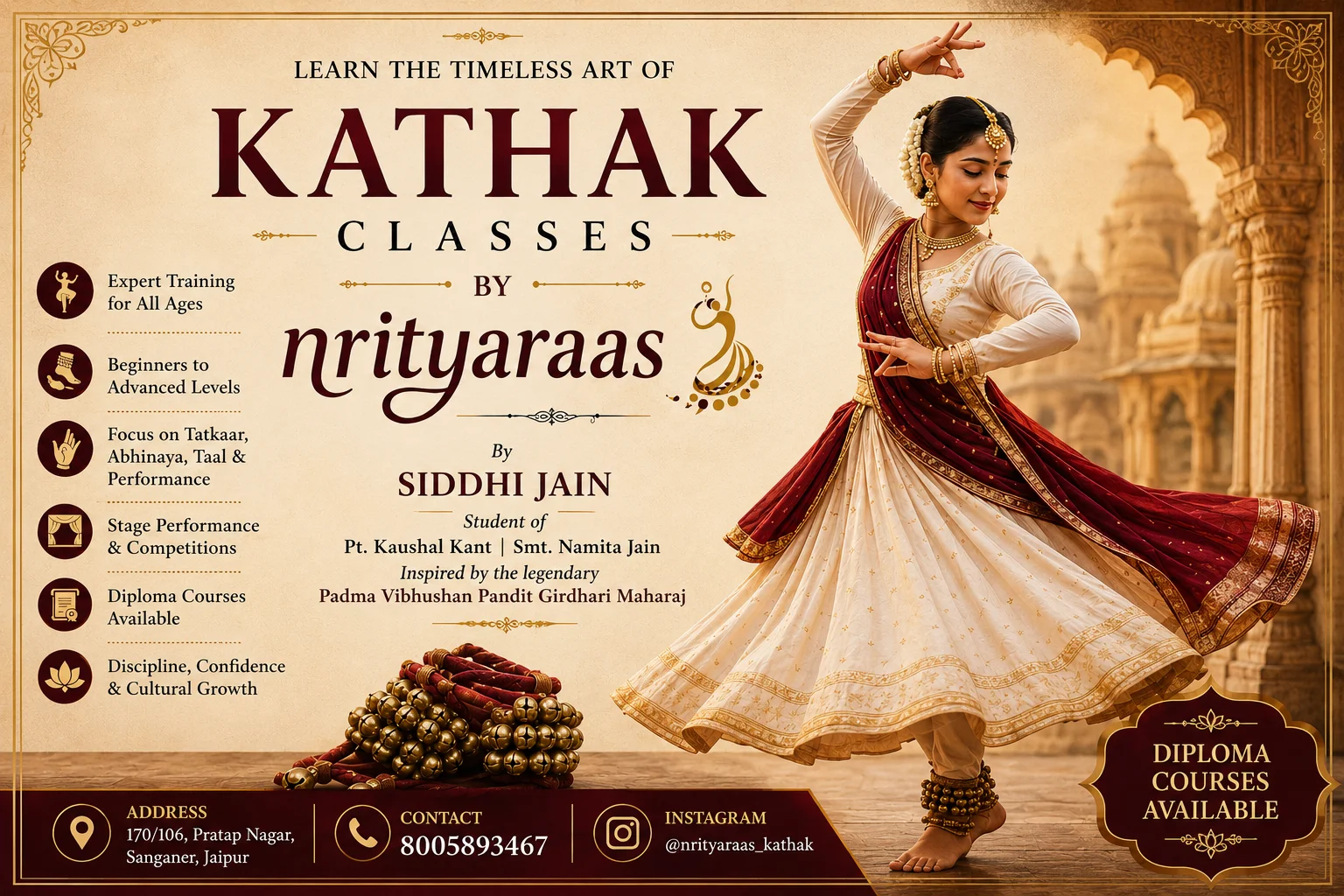 जयपुर में कथक सीखने का सुनहरा अवसर: Nrityaraas Kathak Classes में प्रवेश शुरू