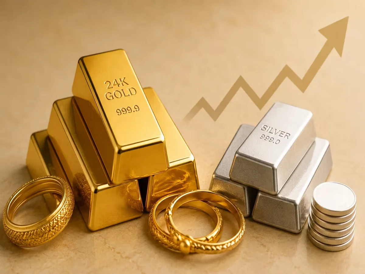 Gold-Silver Price: लेने जा रहे हैं सोने चांदी के जेवर तो जान ले आज की नई कीमत, मिलेगा इस भाव में 
