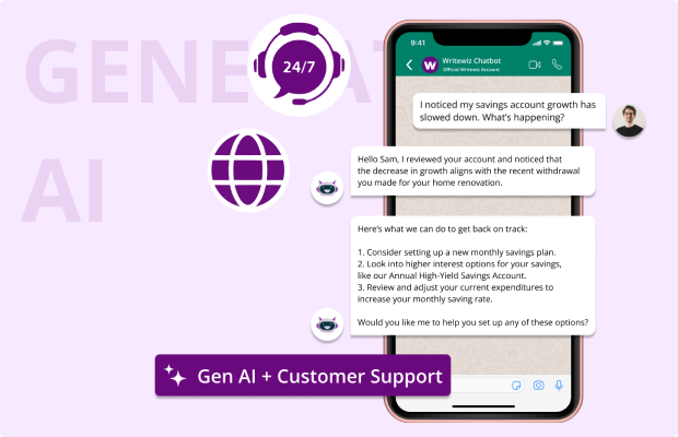 AI chatbot providing instant, accurate customer support to reduce wait times and enhance satisfaction.