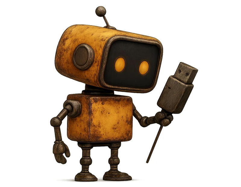 Roboter hält USB-Stick – USB-Stick Datenrettung