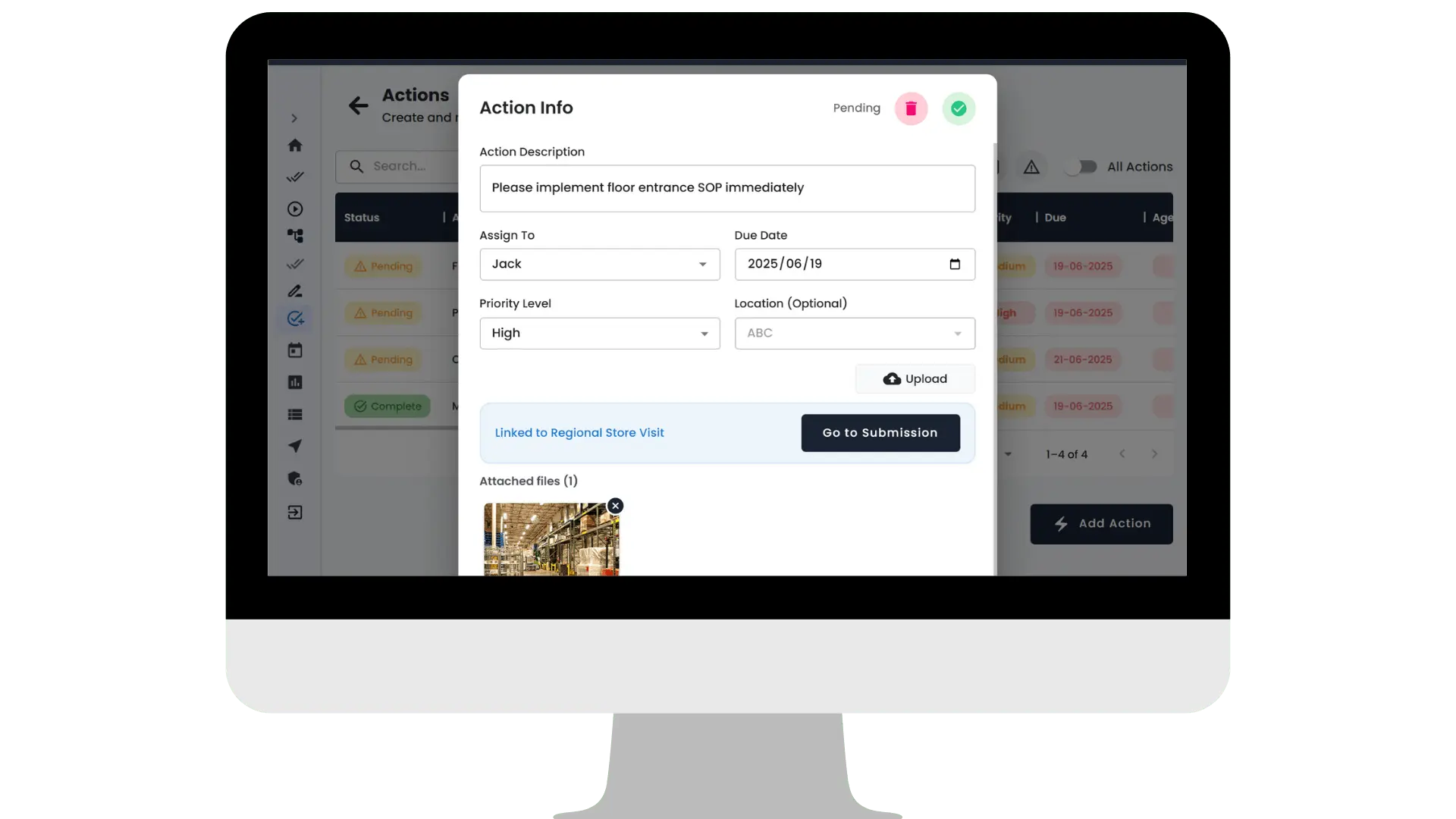 Retail actions tracking
