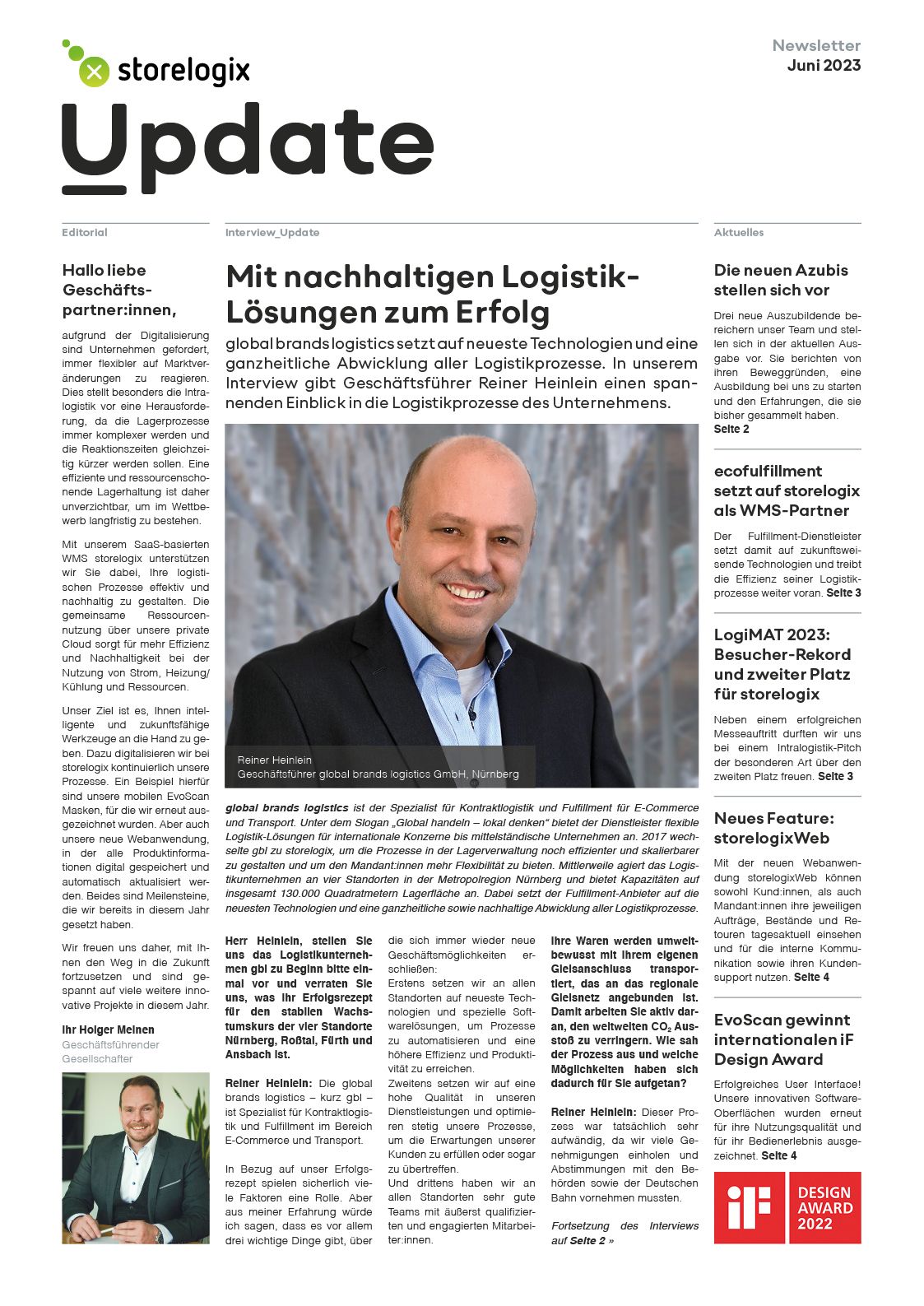 storelogix Newsletter Nr. 13 - Juni Ausgabe 2023