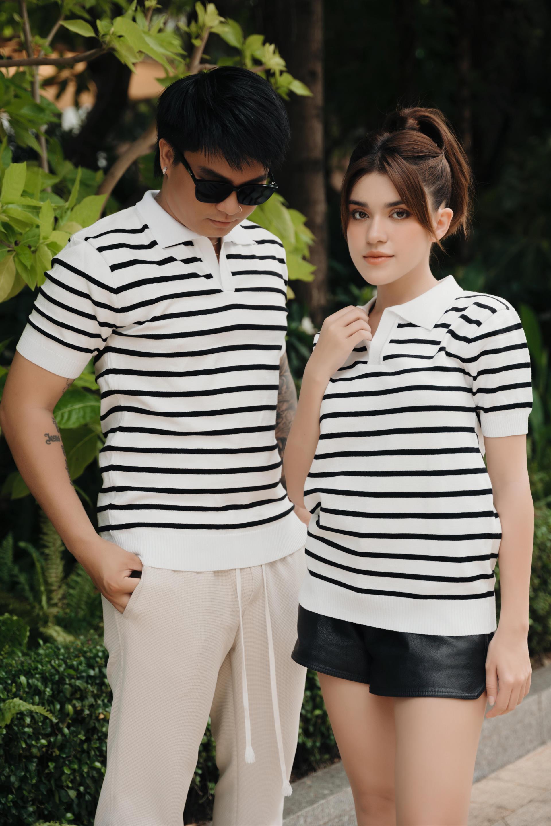 Áo THUN POLO FRANCIS MANTINI RIBBED KNIT COTTON   'white/ black '