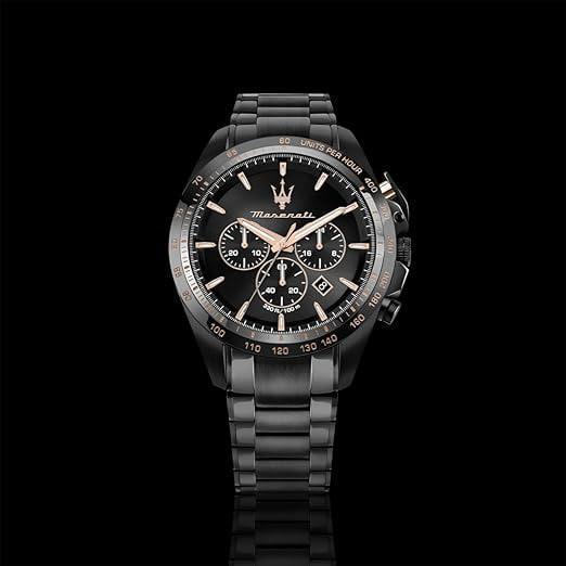 Đồng Hồ Maserati Traguardo Chronograph Stainless Steel ''Black/Gold'' [R8873612048]