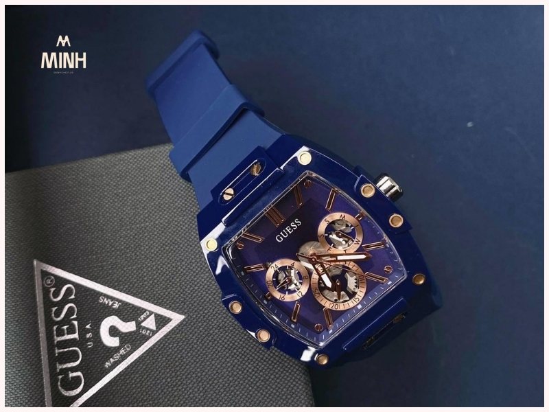 Đồng Hồ Guess Blue Silicone Strap Watch