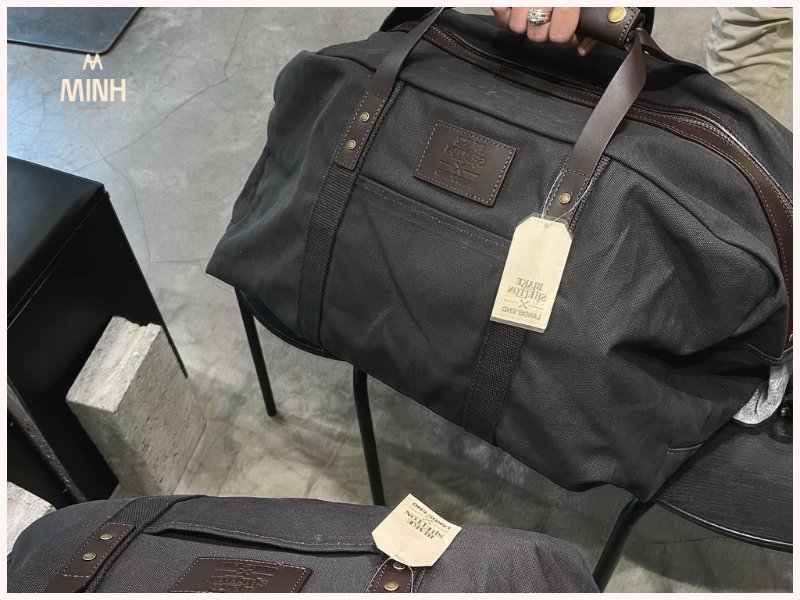 Túi Blake Shelton x Land' End Waxed Canvas Travel Duffle Bag Black Slate