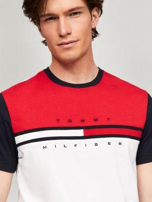 Áo Thun Tommy Hilfiger flag stripe logo T-Shirt  'WHITE/RED ' [ 78jb107 100  ]