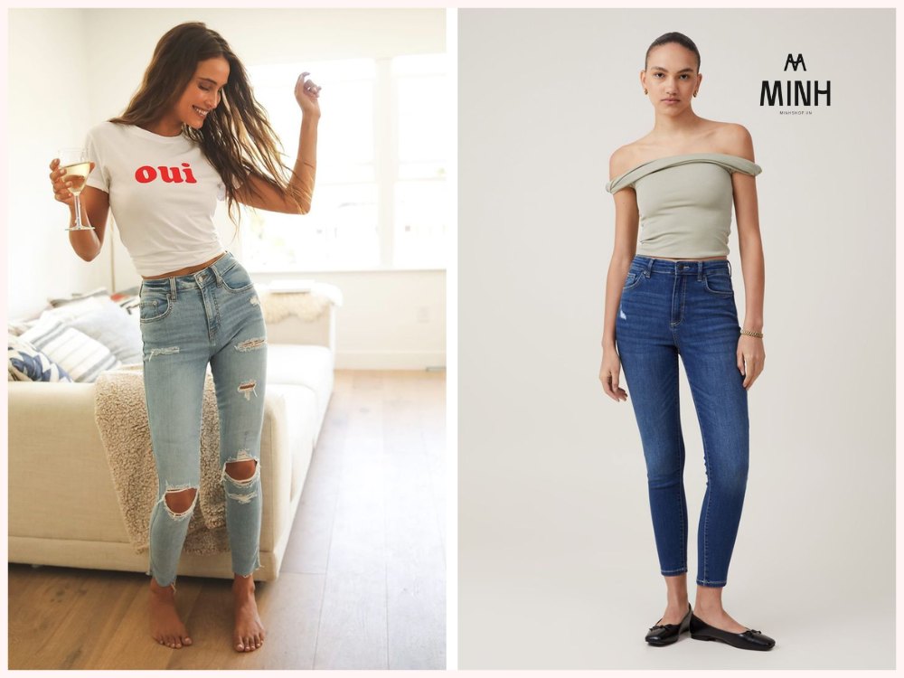 Phối croptop và skinny jeans