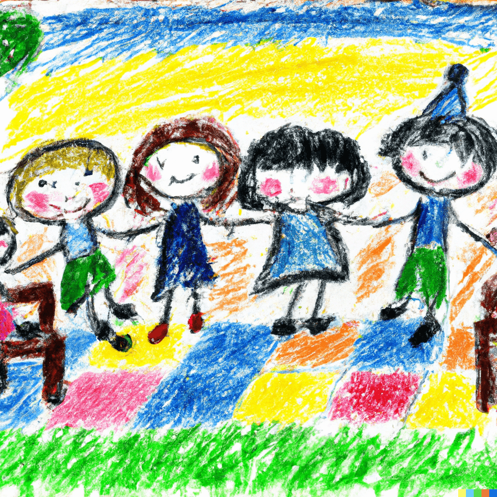 children holding hands on a playground