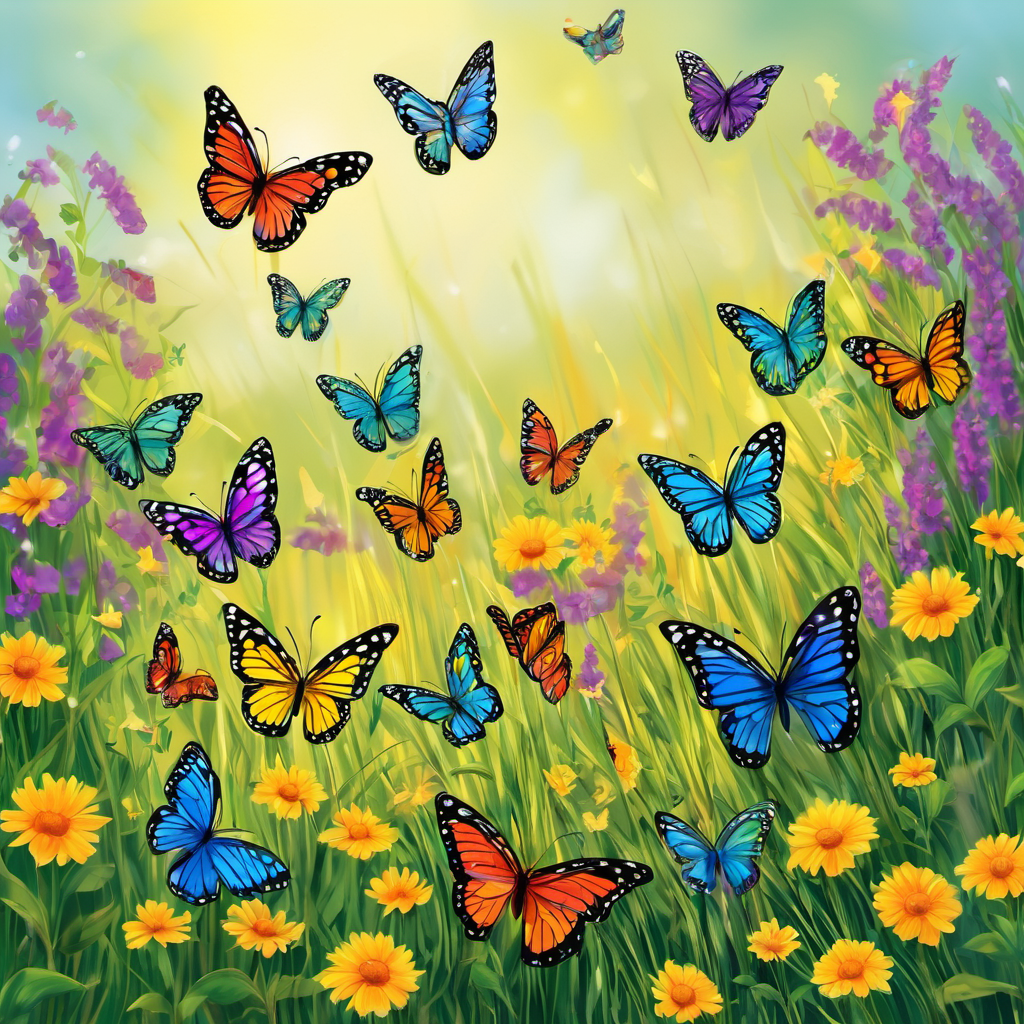 As Amazing continued their adventure in the meadow, they met a group of butterflies. The butterflies fluttered around Amazing, amazed by their multiplying power. Amazing decided to show the butterflies how they could make one butterfly turn into six butterflies. The meadow was filled with the beautiful colors of all the butterflies.