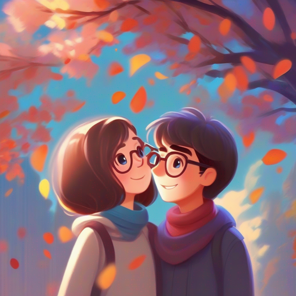 Caring and empathetic, wears glasses, has a warm smile. and Confident and eloquent, wears a colorful scarf, expressive eyes.'s love story teaches the power of good listening.