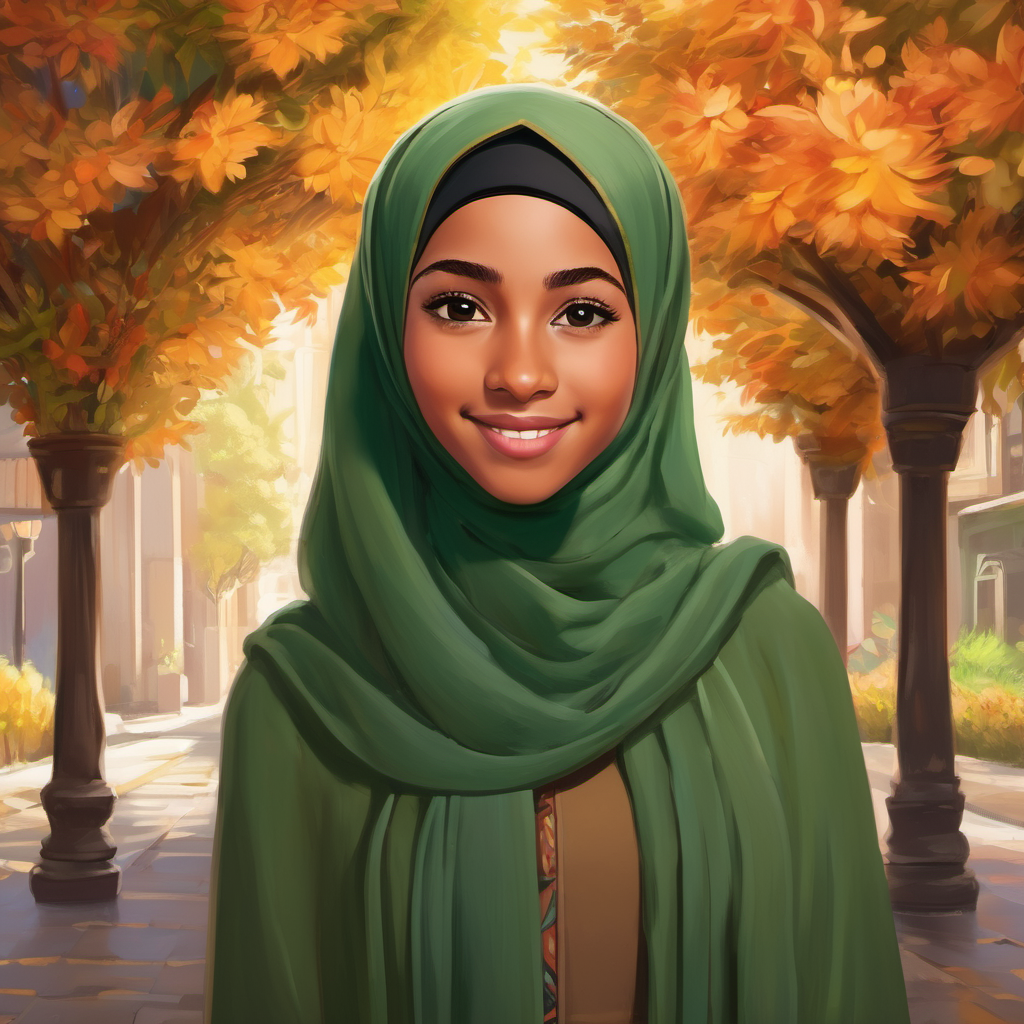 And so, Amani continued her journey of kindness, courage, and knowledge. She grew up to be a successful and respected young woman, always remembering the beauty of her hijab and the power of faith. The end.