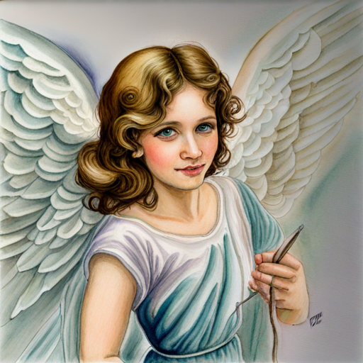 A pretty angel with silver shimmering wings, the Pretty Damsel Angel, spreading joy