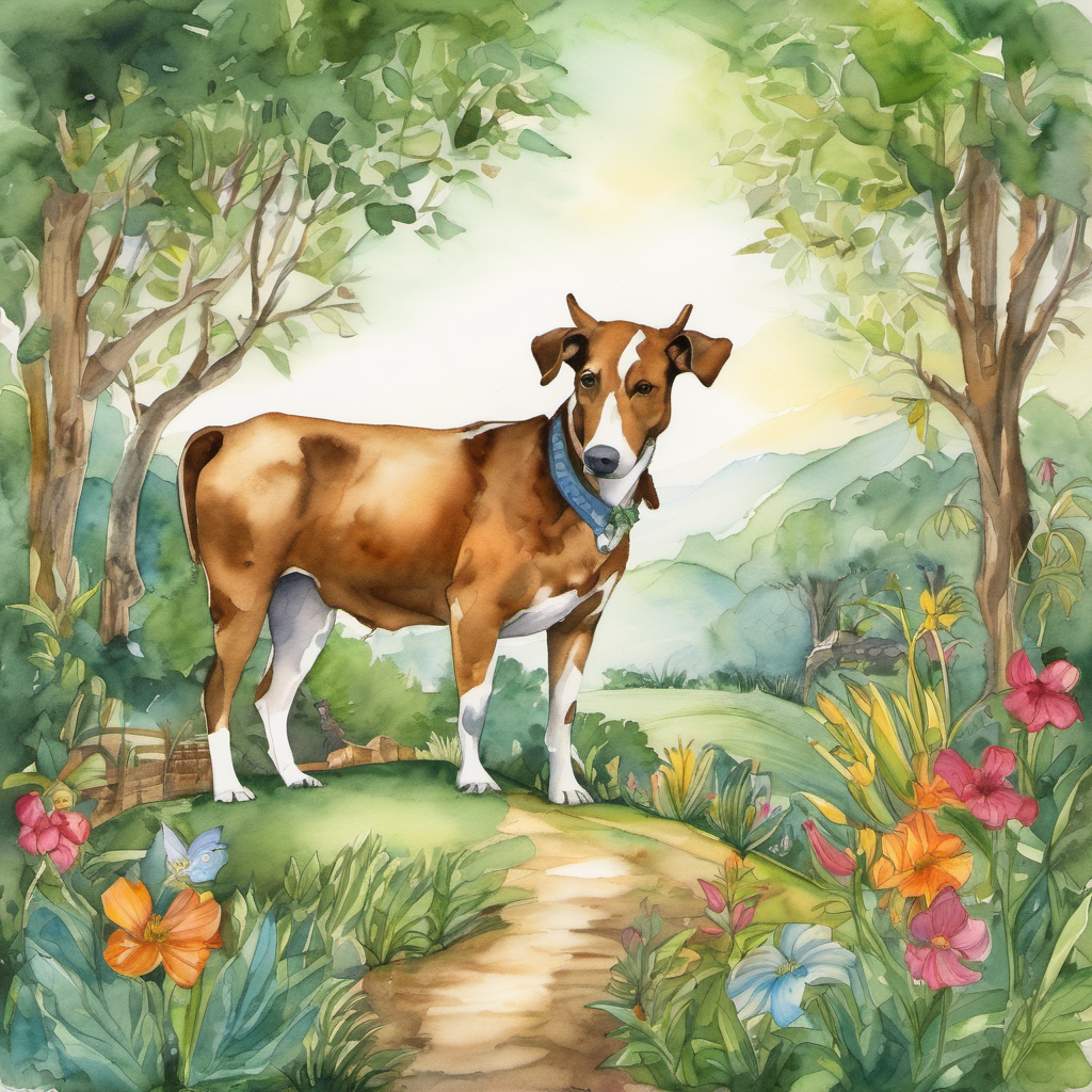 Once upon a time, in a faraway land, there existed a magical place called Cowdog Jungle. This jungle was a whimsical and enchanting home to all sorts of animals, both big and small. In the heart of Cowdog Jungle, there was a little farm surrounded by tall trees and shimmering rivers. On this farm, there lived a very special dog named Bella. Bella was no ordinary dog; she had the body of a playful pup, but the heart and strength of a mighty cow.