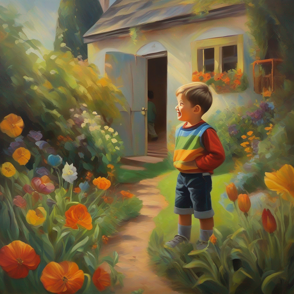 A boy imagining his new house, garden, and excitement