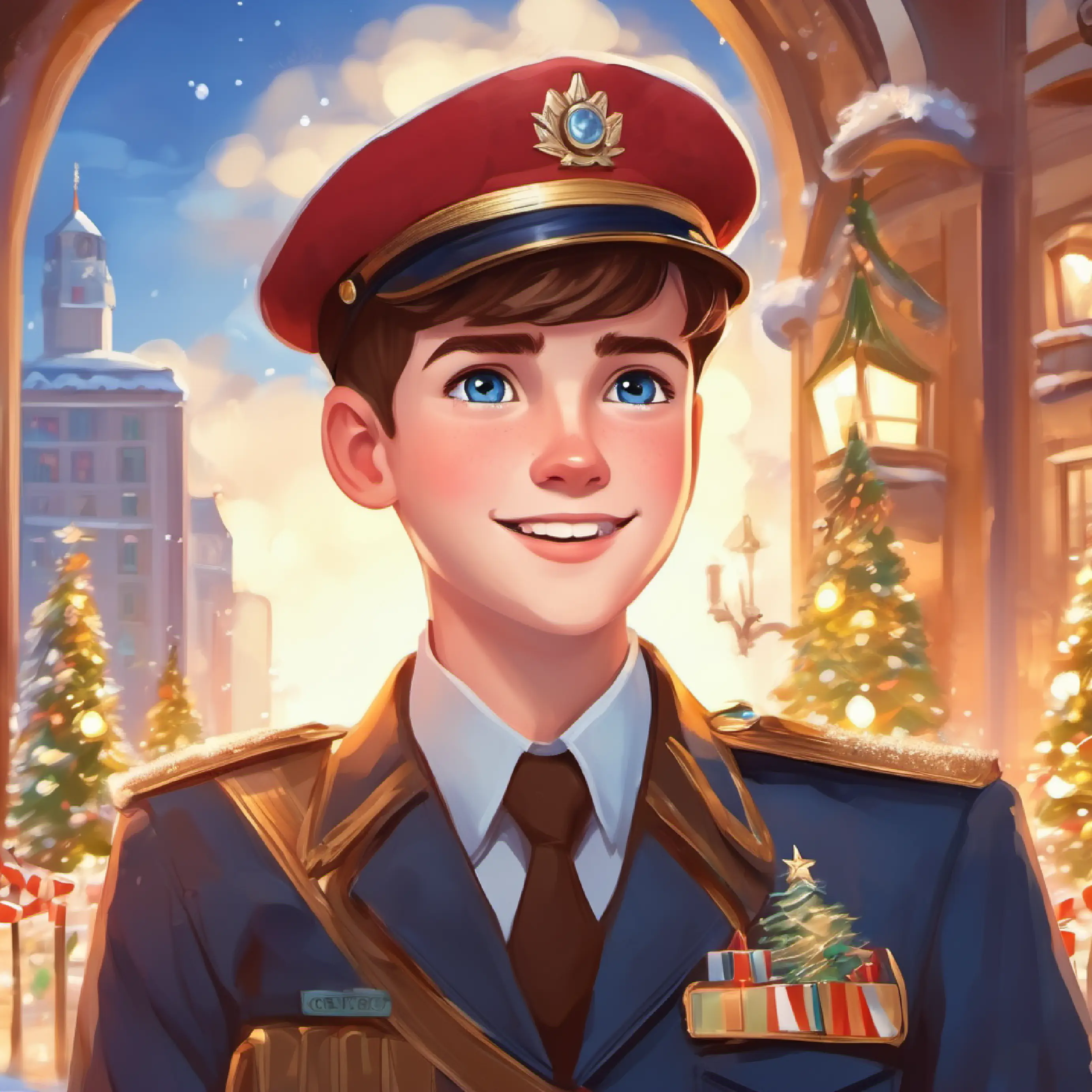 Cheerful boy, short brown hair, sparkling blue eyes's role as Morale Officer, his love for the job